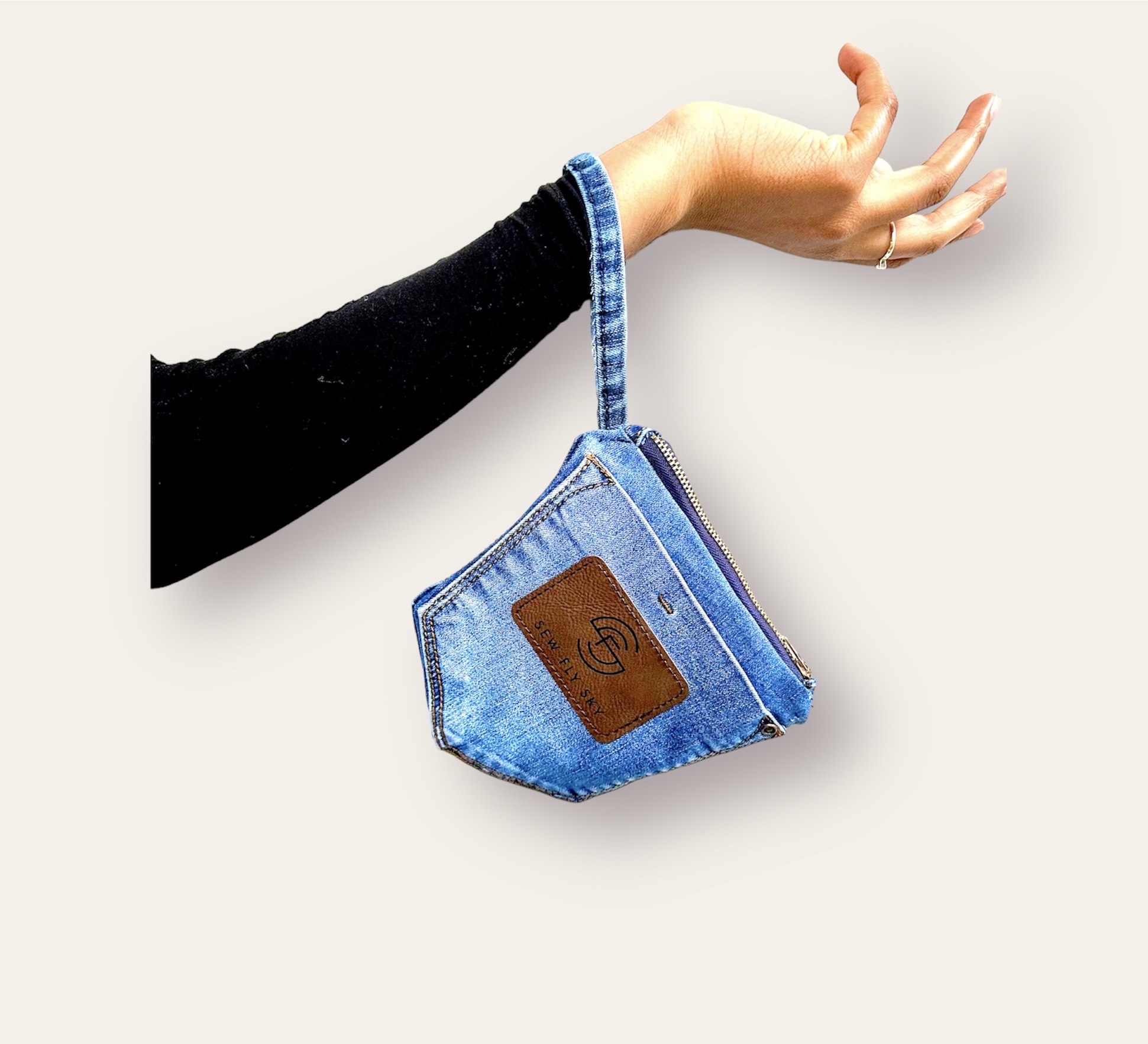 Blue Denim Wristlet 