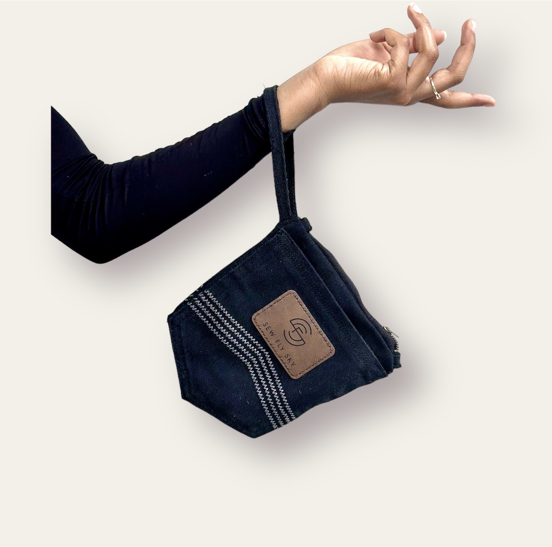 Black Denim Wristlet 