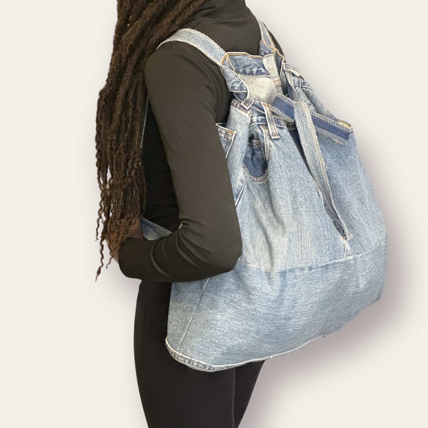 Blue Denim Backpack 